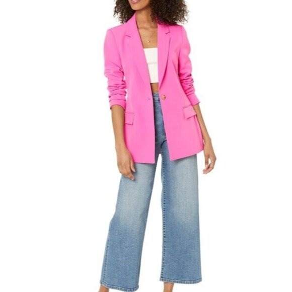 The Drop Woman's Size XS Blake Rose Pink Long Blazer Single Button NEW - Picture 3 of 6